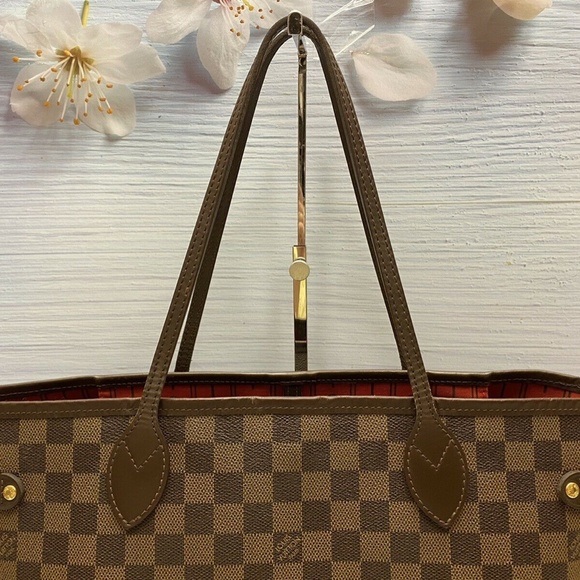 Louis Vuitton Neverfull MM Damier Ebene Cherry Red Tote Shoulder Bag(SP2068) - Picture 2 of 12